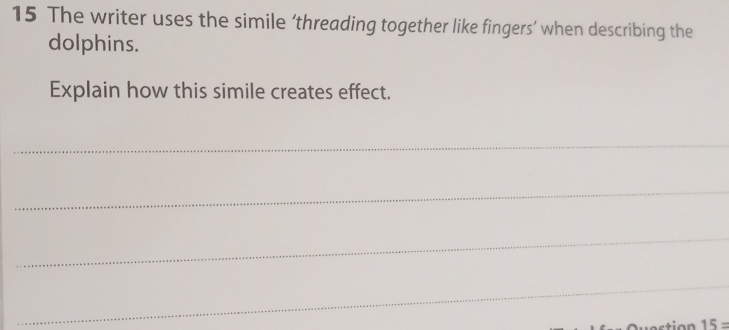 Solved: The writer uses the simile ‘threading together like fingers ...