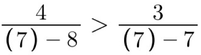  4/(7)-8 > 3/(7)-7 