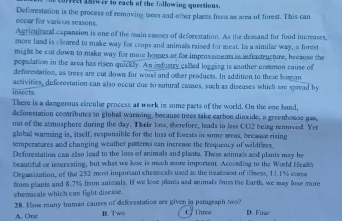 Giải quyết:orrect answer to each of the following questions ...
