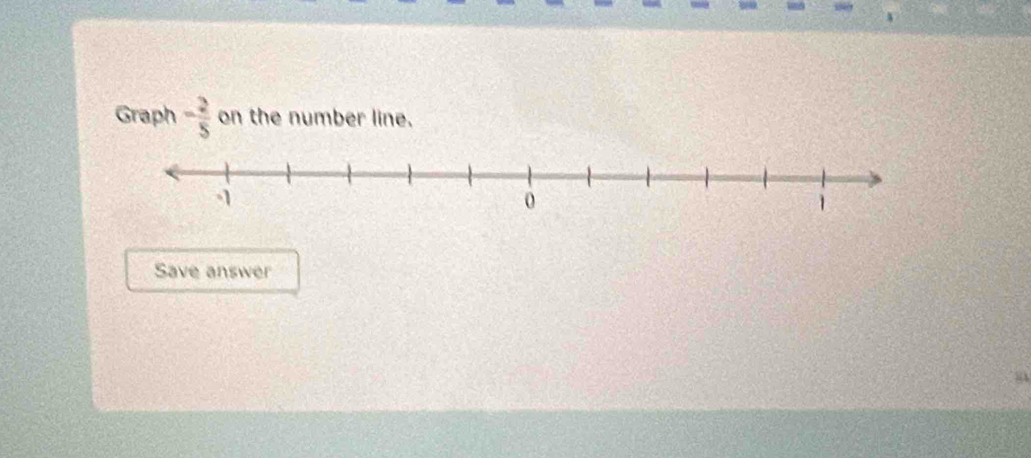 Graph - 2/5  on the number line. 
Save answer