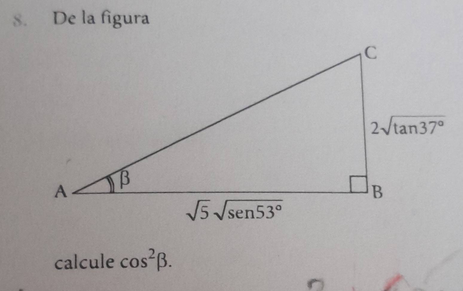 De la figura
calcule cos^2beta .