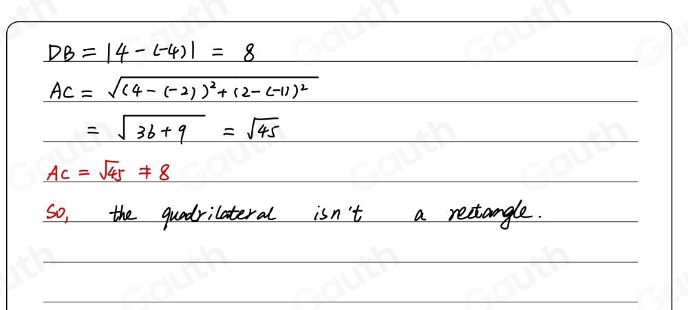 Solved: Calculate the length of the diagonals using the distance ...