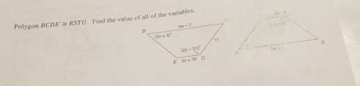 Polygon BCDE≌ RSTU