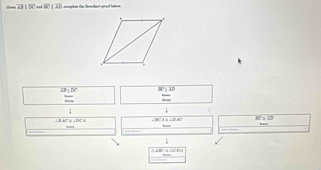 overline ABparallel overline DC overline BC||overline AD complete th