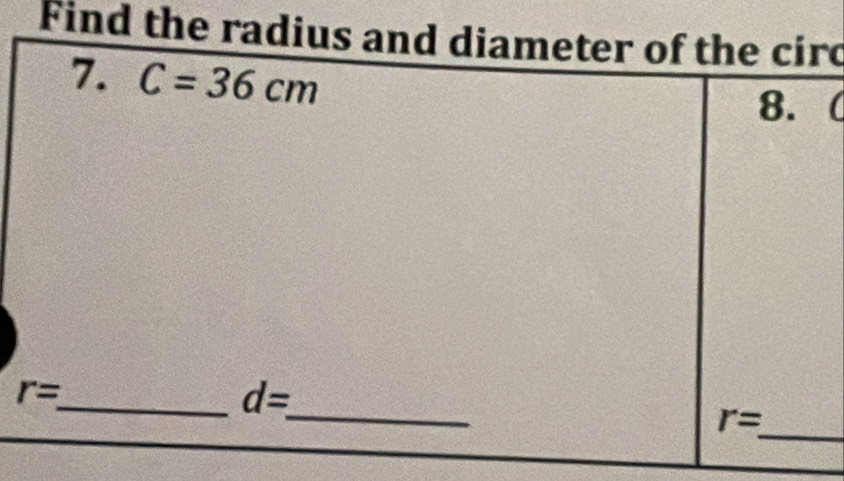 Find the radius anc
(