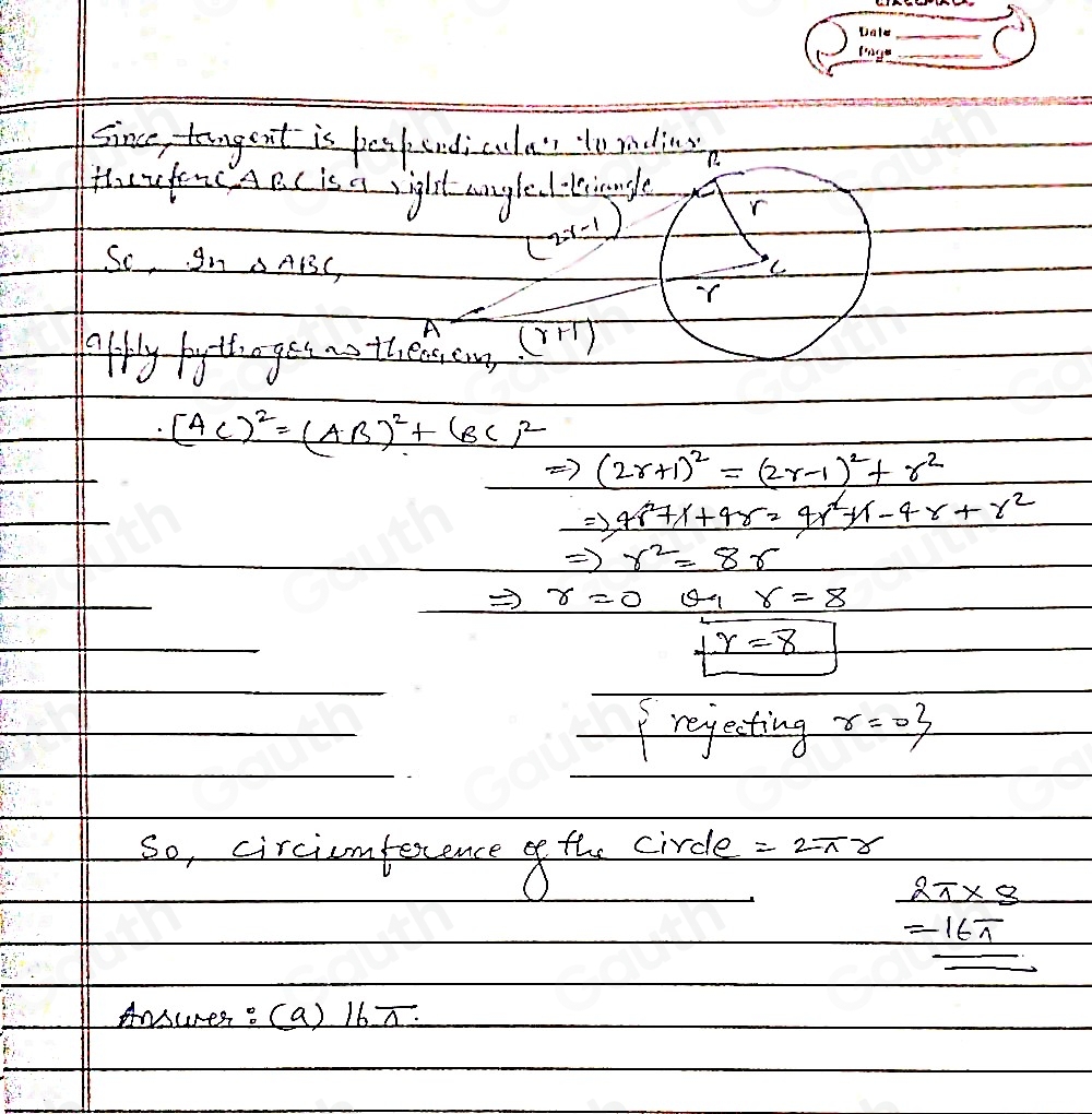 Solved: Given overline AB is tangent to OC at point B, what is the ...