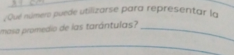 ¿Qué número puede utilizarse para representar la 
masa promedio de las tarántulas?_ 
_