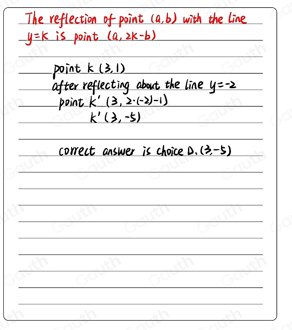 Solved: Triangle JKL shown below is reflected across the line y=-2. (10 ...