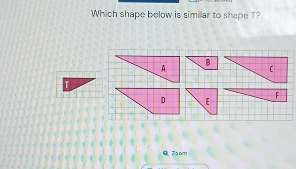 Which shape below is similar to shape T? 
Zoom