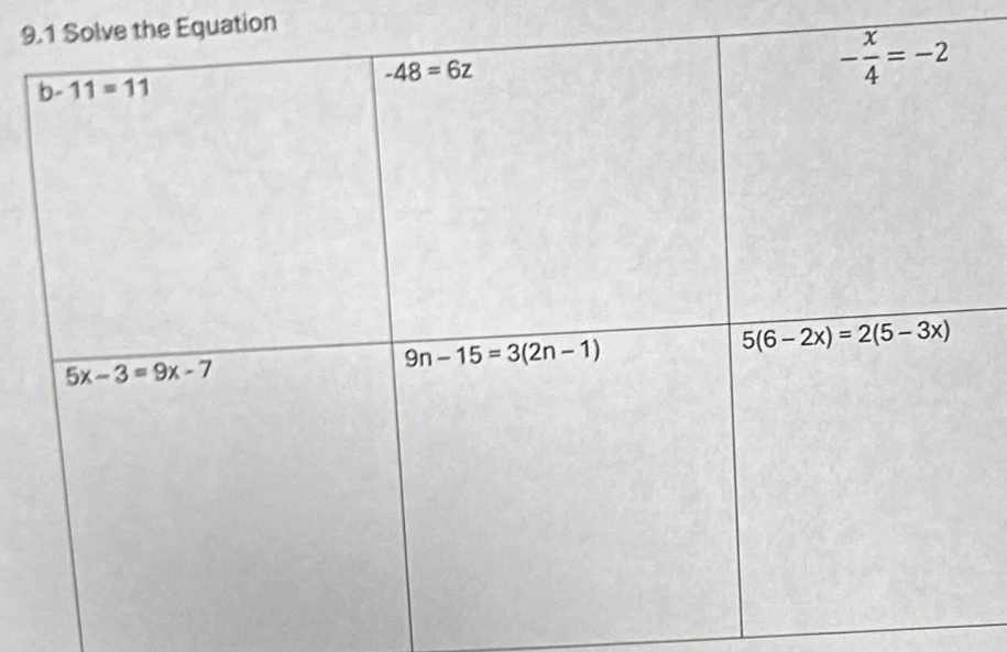 9Solve the Equation