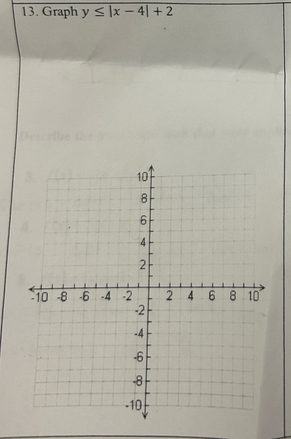 Graph y≤ |x-4|+2