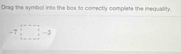 Drag the symbol into the box to correctly complete the inequality. 
□  
_ ^4 □ ,□ -3