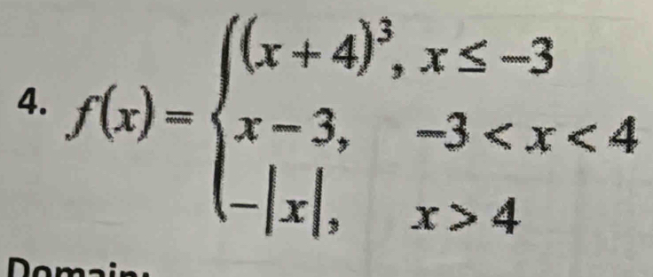 f(x)=beginarrayl (x+4)^3,x≤ -3 x-3,-3 4endarray.