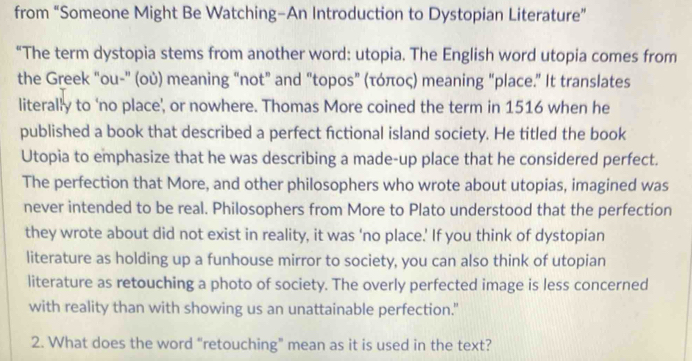 Solved: from “Someone Might Be Watching-An Introduction to Dystopian ...