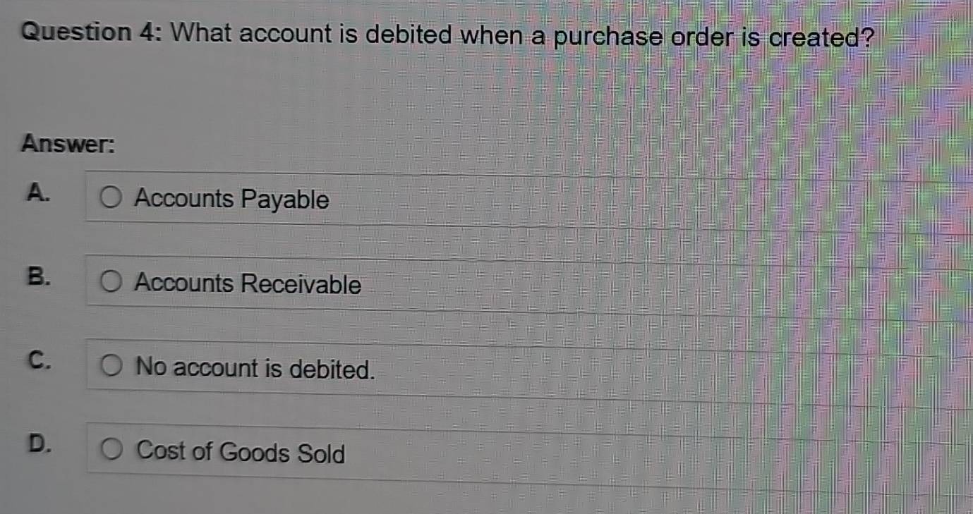 Solved: What account is debited when a purchase order is created ...