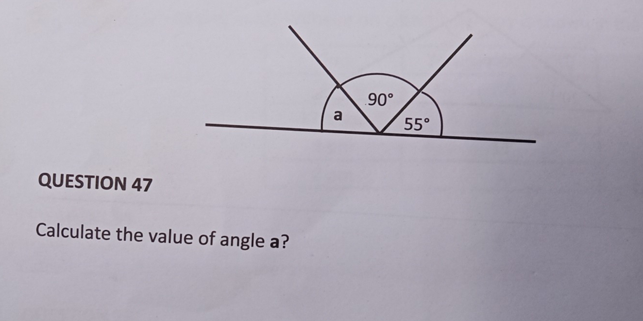 Calculate the value of angle a?