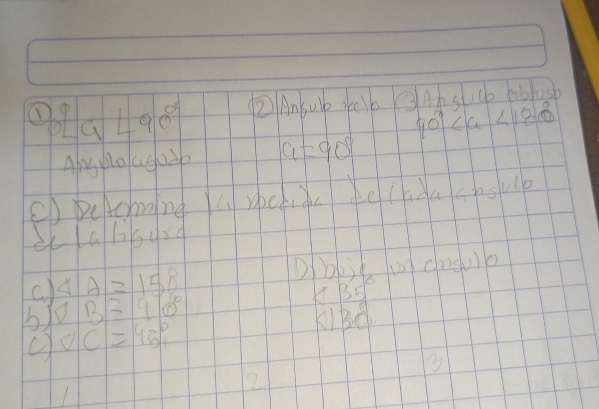 Ooa <90° ② Anbub gelb Abslcb bblosb
90° <180°
Aly plo ugoib a=90°
CD DeAcming a rpche kechdacesu 
() 4A=158
Dbbst u clasule 
b) DB=90°
K B5
K1B9
VC=45^(43)°
2