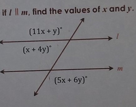 l||m , find the values of x and y.