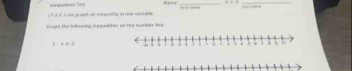 toequalsnc, Taod Hams _not ran _ 
( F )) i cao graph an inequality in one carruble 
Gragh the folbowing inequalities on the numbon lime 
l r ≥ 2