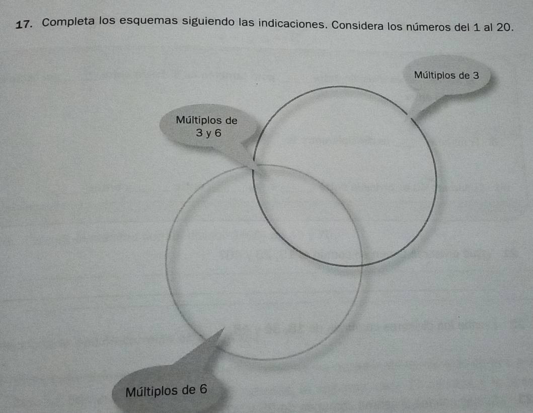 Completa los esquemas siguiendo las indicaciones. Considera los números del 1 al 20.