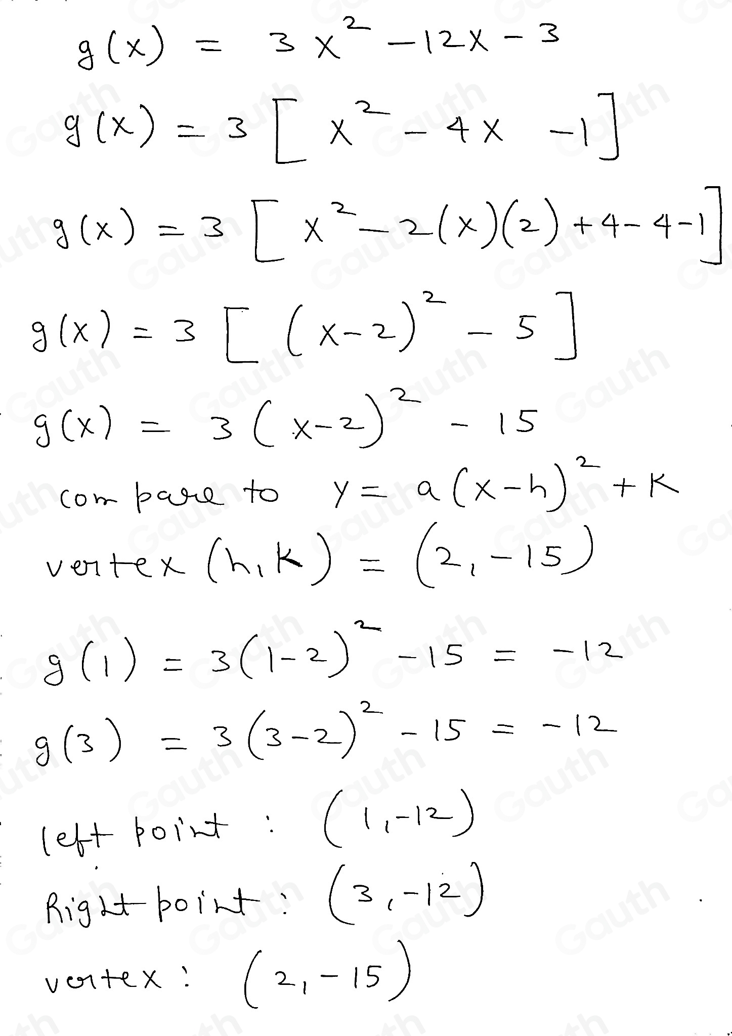 Solved graph g x 3x 2 12x 3 use the parabola tool then choose the