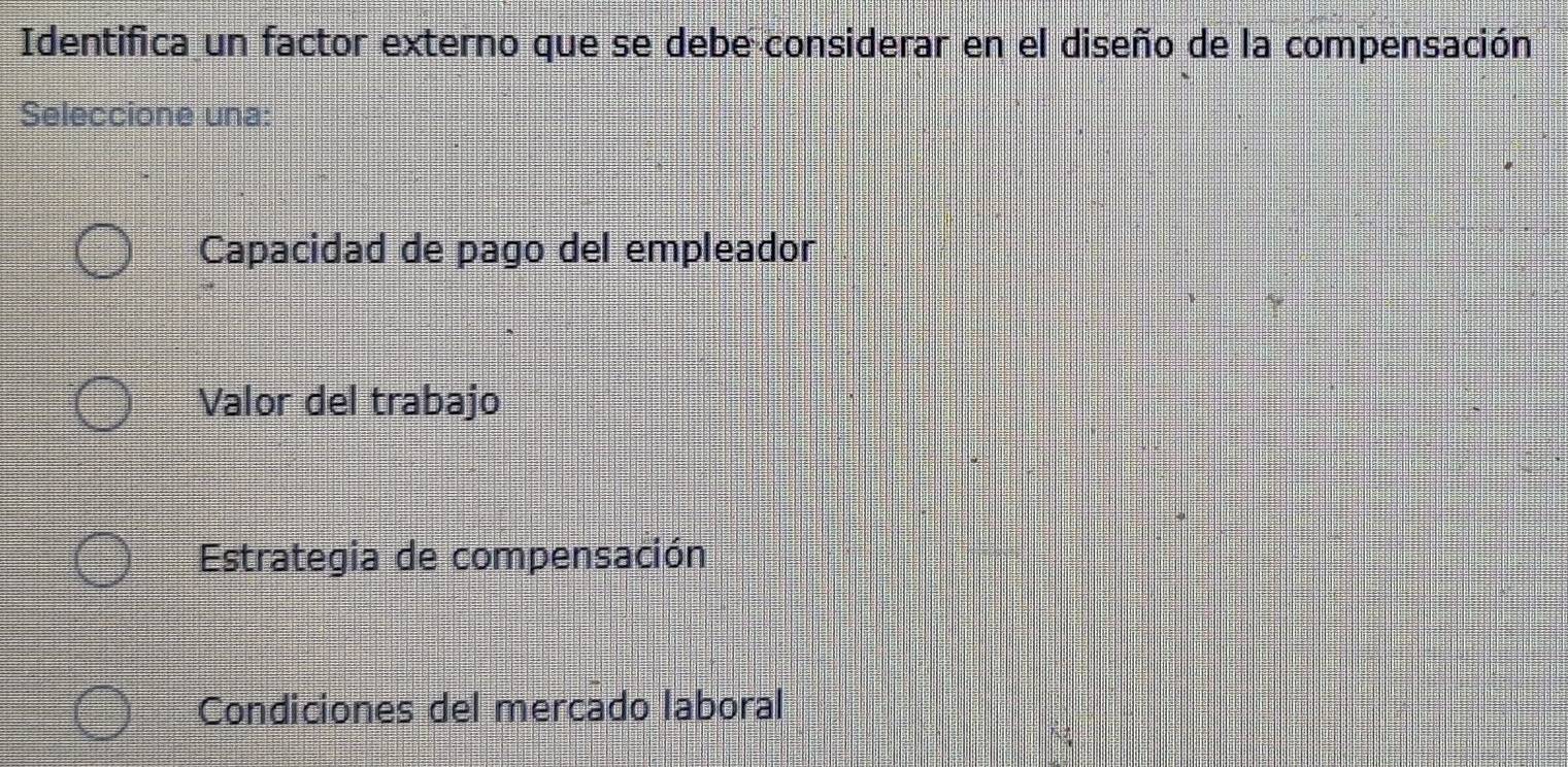 Resuelto:Identifica un factor externo que se debe considerar en el ...