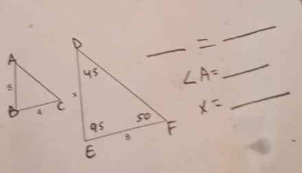 ∠ A=
_
x=
_