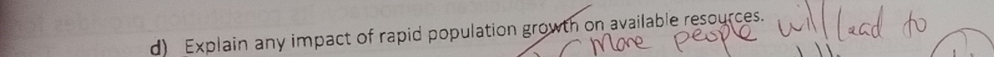 Explain any impact of rapid population growth on available resources.