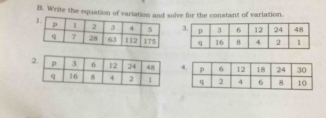 Write the equation of variation lve for the constant of variation.