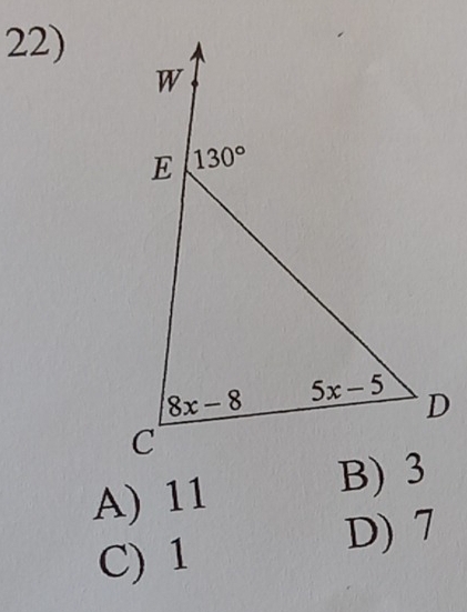 A) 11
C) 1
D) 7