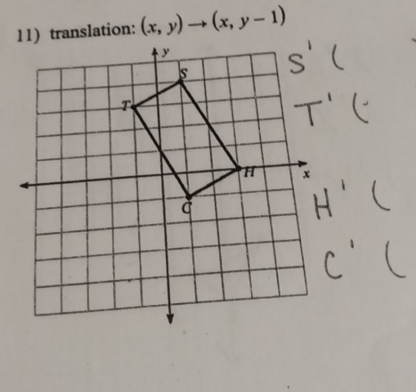 translation: (x,y)to (x,y-1)