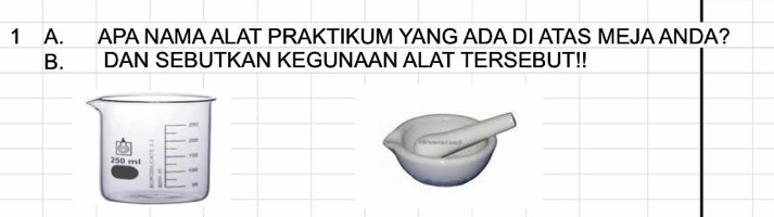 APA NAMA ALAT PRAKTIKUM YANG ADA DI ATAS MEJA ANDA? 
B. DAN SEBUTKAN KEGUNAAN ALAT TERSEBUT!!
250 ml