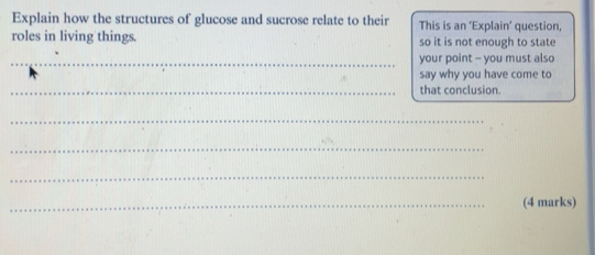 Solved: Explain how the structures of glucose and sucrose relate to ...