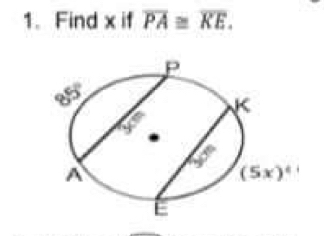 Find x if overline PA≌ overline KE.