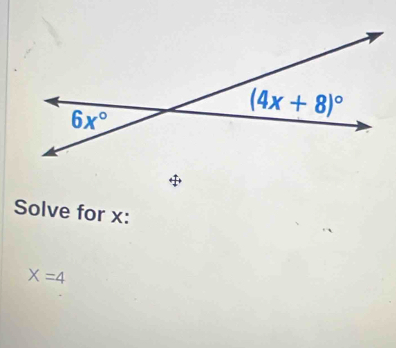 Solve for x:
X=4