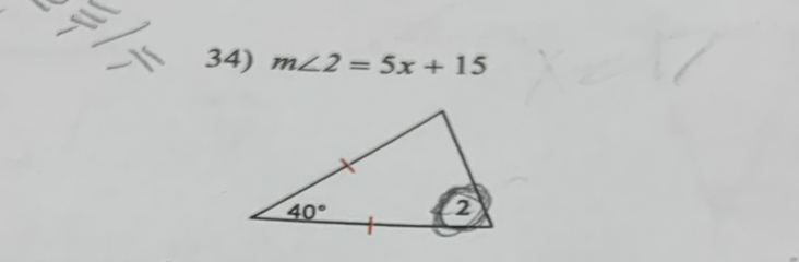 m∠ 2=5x+15