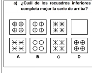 ¿Cuál de los recuadros inferiores 
completa mejor la serie de arriba?