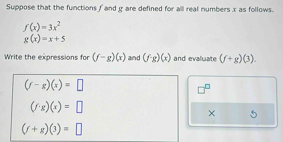 Solved: Suppose that the functions f and g are defined for all real ...