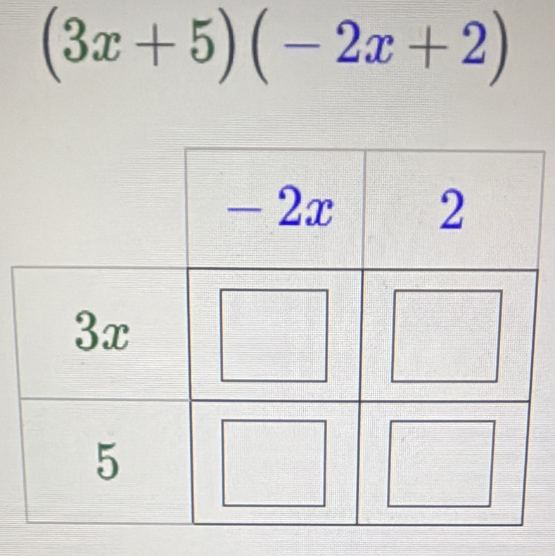 (3x+5)(-2x+2)