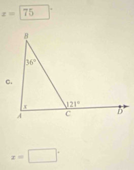 x=75°
x=□°