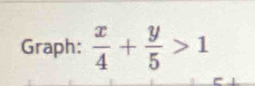 Graph:  x/4 + y/5 >1