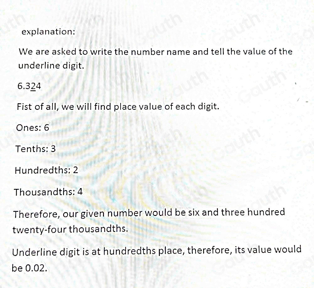 Solved: Complete the place-value chart for the following number. Write ...
