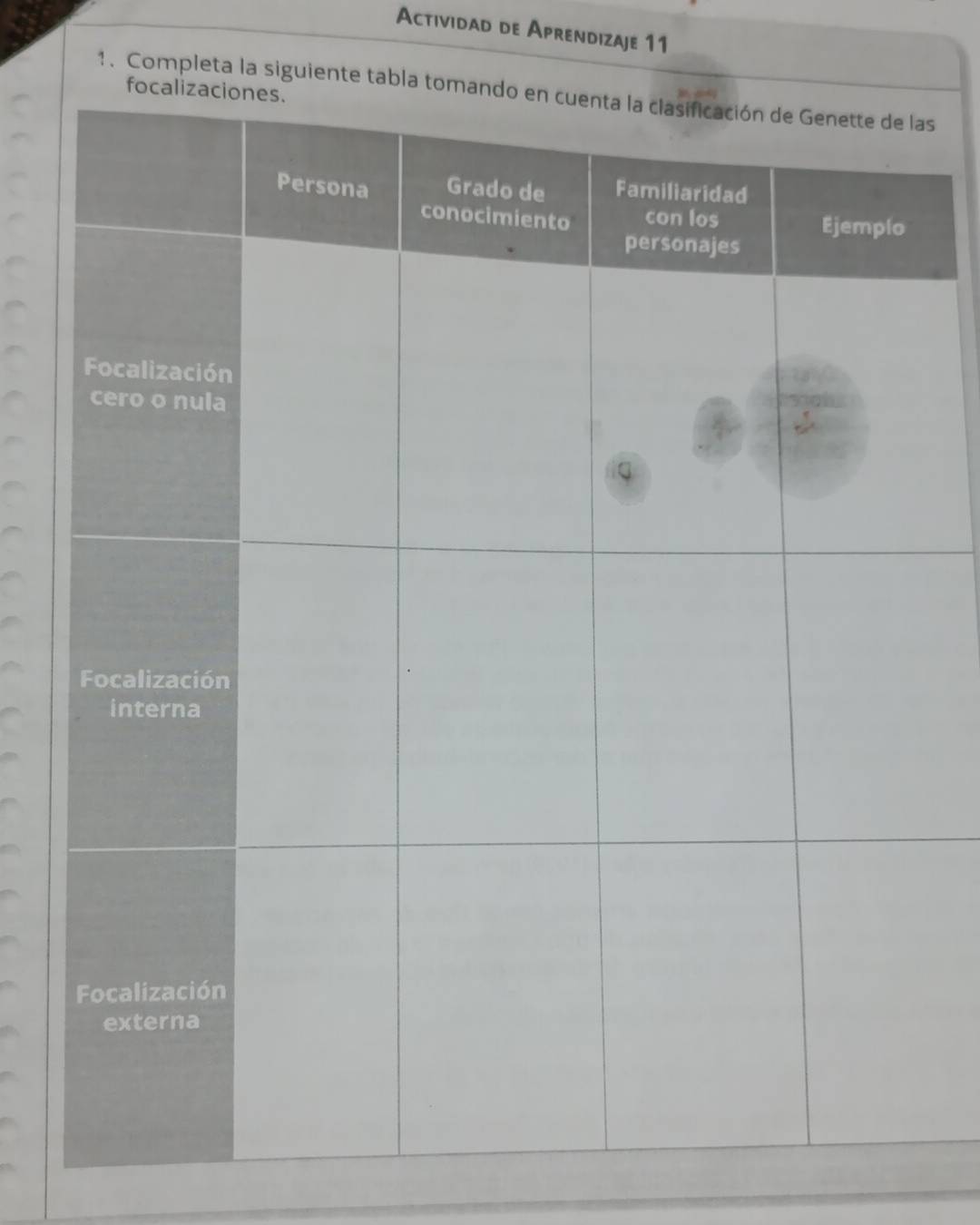 Actividad de Aprendizaje 11 
1 . Completa la siguiente tas