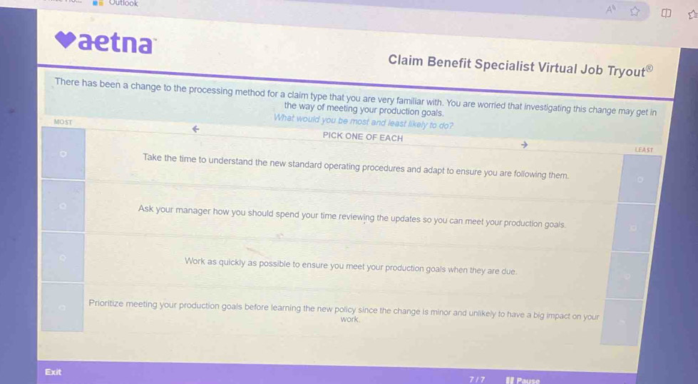 Solved: Outlook aetna Claim Benefit Specialist Virtual Job Tryout ...