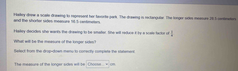 Solved: Hailey drew a scale drawing to represent her favorite park. The ...
