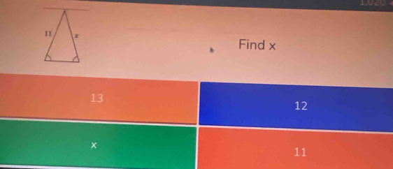 Find x
13
12
×
11