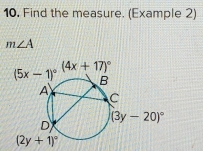 Find the measure. (Example 2)
m∠ A