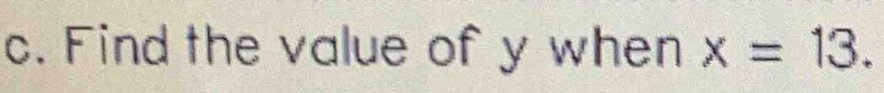 Find the value of y when x=13.