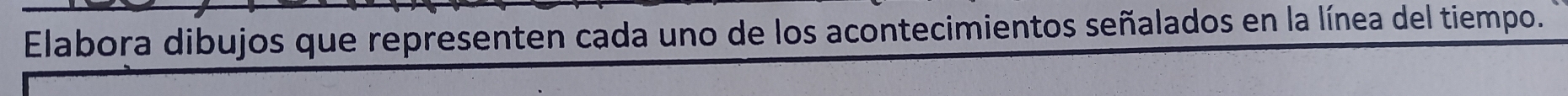Elabora dibujos que representen cada uno de los acontecimientos señalados en la línea del tiempo.