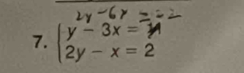 beginarrayl y-3x=- 2y-x=2endarray.